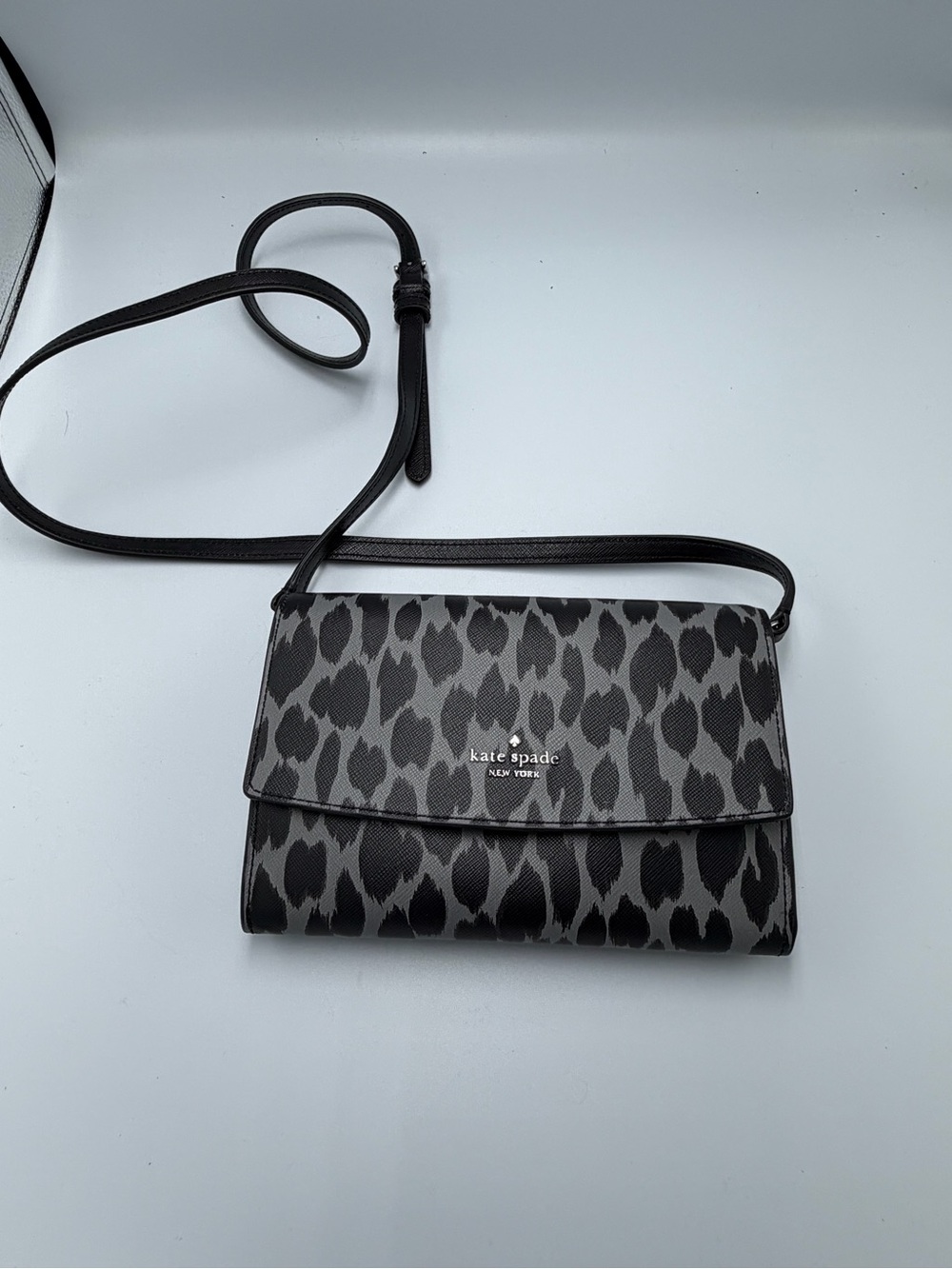 kate spade Gray & Black Leopard Print Crossbody